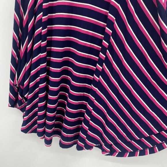 Chicos Multi-Colored Striped Maxi Skirt Size 2 US 12/14Pink Navy Pull On Stretch - Picture 8 of 8